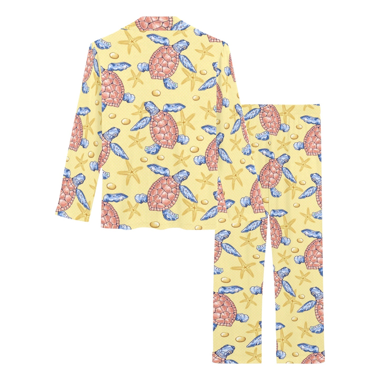 Sea Turtle Pattern Print Design T06 Women's Long Pajama Set