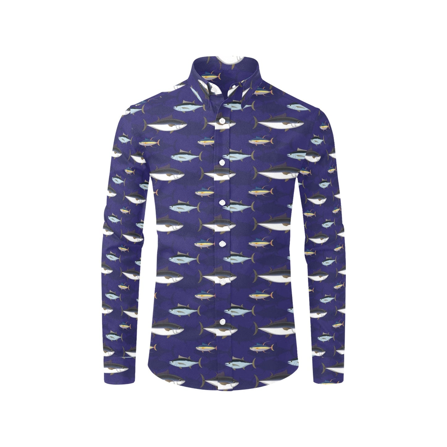 Tuna Fish Print Design LKS304 Men's Long Sleeve Dress Shirt