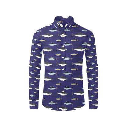 Tuna Fish Print Design LKS304 Men's Long Sleeve Dress Shirt