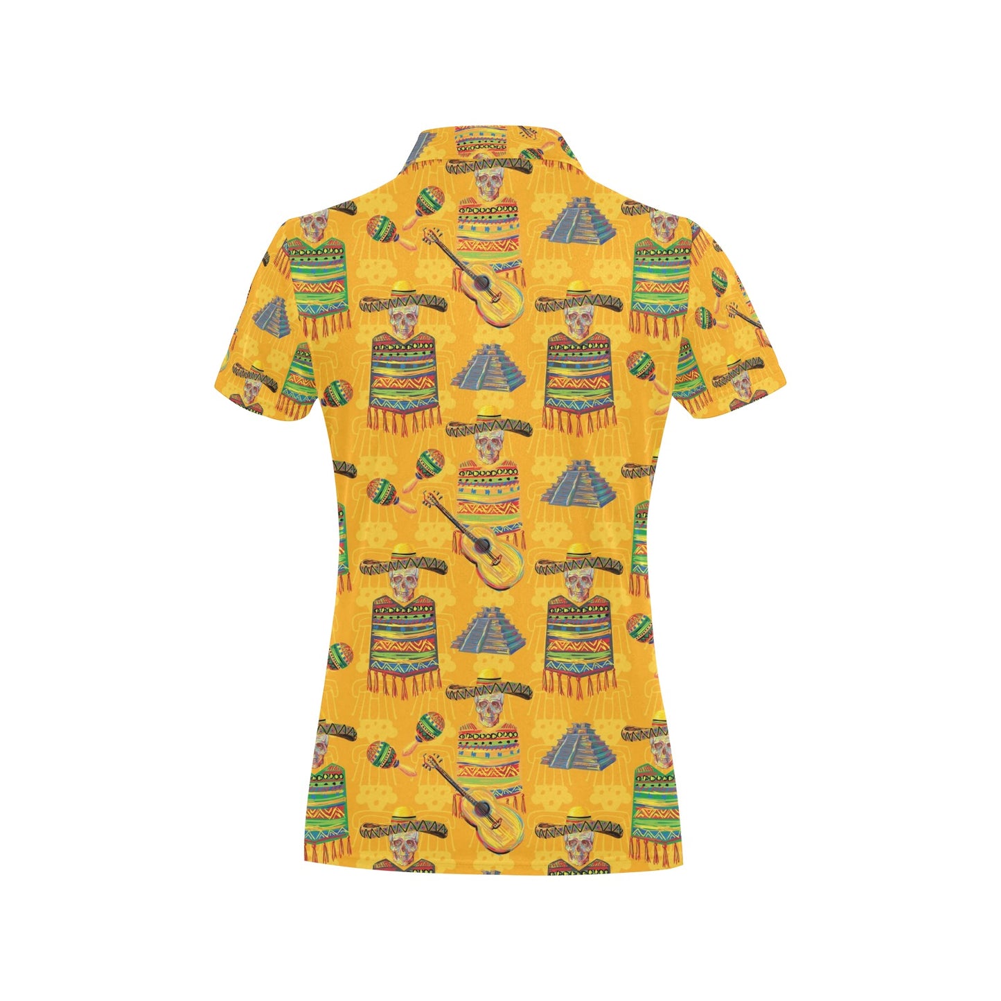 Maracas Mexican Style Pattern Print Design 02 Women's Polo Shirt