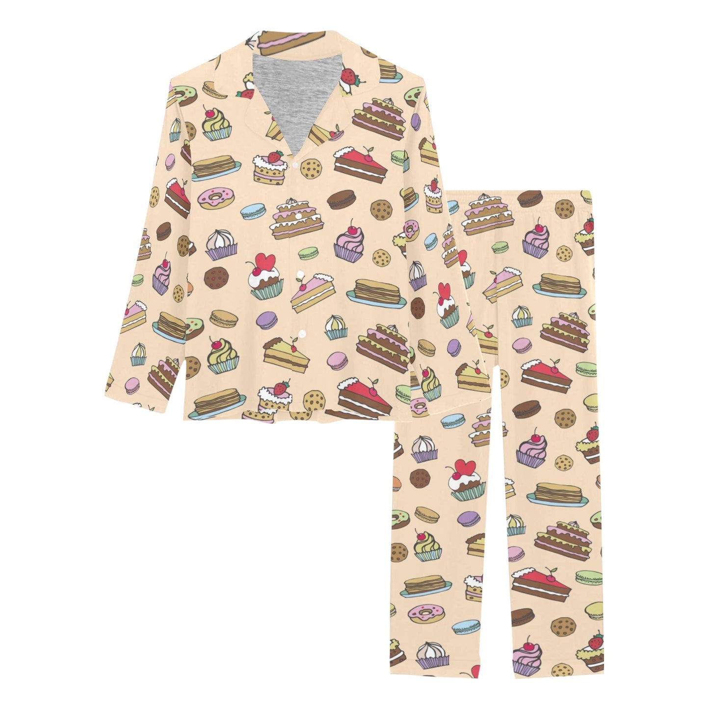 Cake Pattern Print Design 03 Women's Long Pajama Set