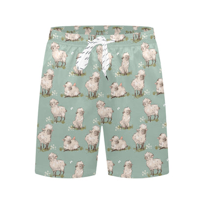 Sheep Print Design LKS405 Men's Swim Trunks Beach Shorts