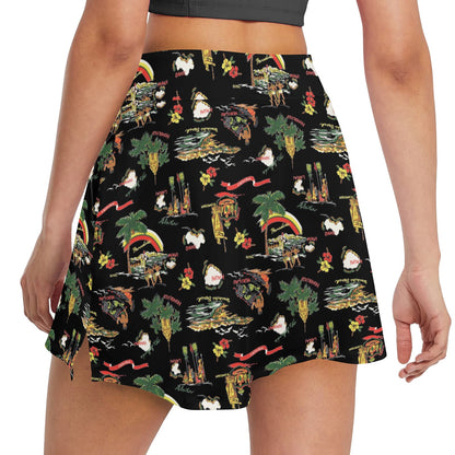 Hawaiian Island Themed Print 17" Golf & Pickleball Skort with Pockets