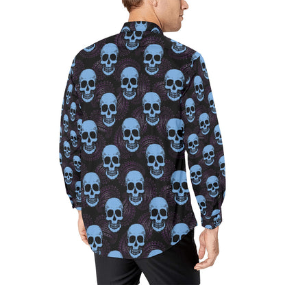 Skull Print Design LKS3012 Men's Long Sleeve Dress Shirt