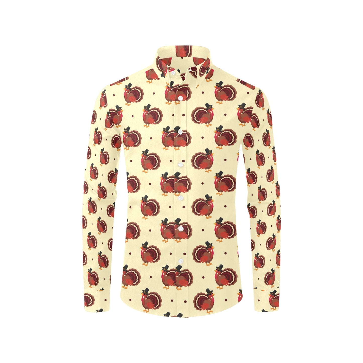 Thanksgiving Print Design LKS3010 Men's Long Sleeve Dress Shirt