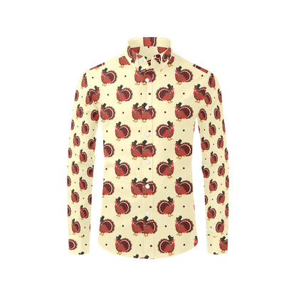 Thanksgiving Print Design LKS3010 Men's Long Sleeve Dress Shirt