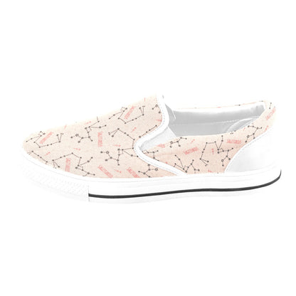 Sagittarius Star Print Design LKS302 White Slip Ons Canvas Women's Shoes