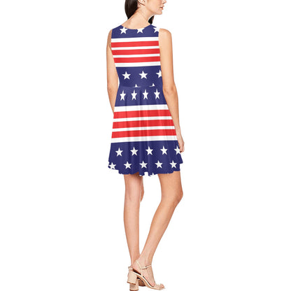 Patriotic Pattern Print Design A04 Sleeveless Dress