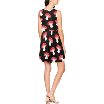 Mushroom Pattern Print Design A02 Sleeveless Dress