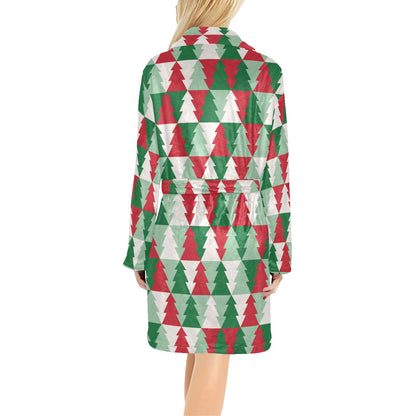 Christmas Tree Pattern Print Design 01 Women's Fleece Robe