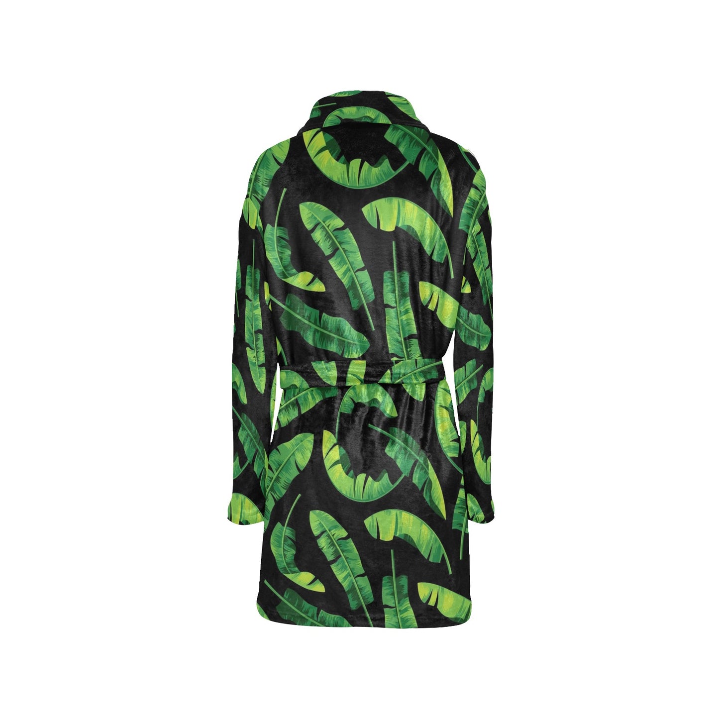 Banana Leaf Pattern Print Design BL02 Women's Fleece Robe