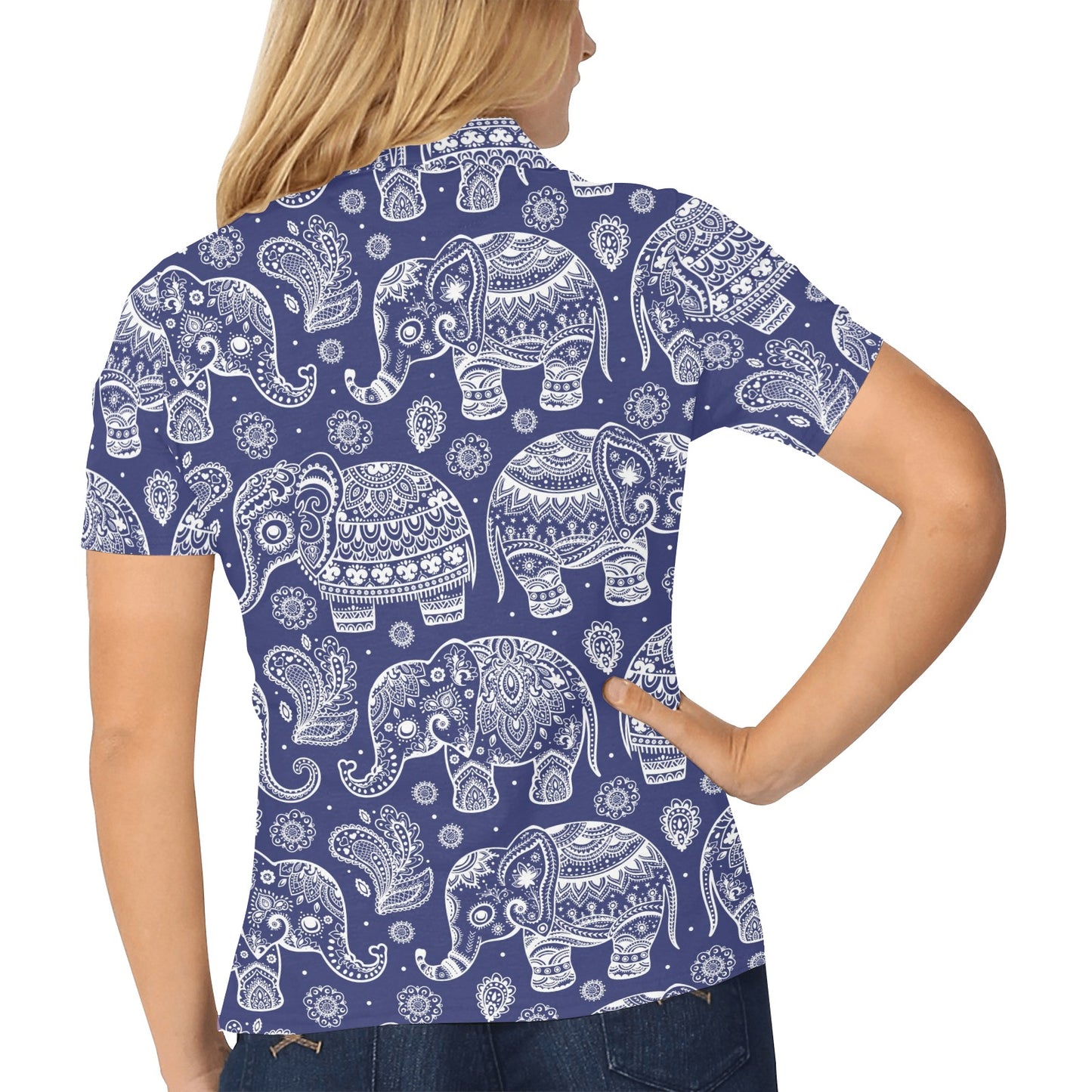 White Elephant Mandala Women's Polo Shirt