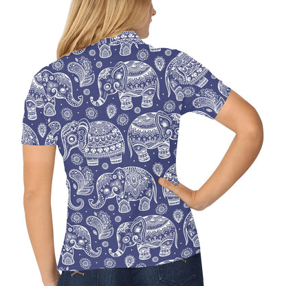 White Elephant Mandala Women's Polo Shirt