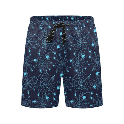 Spider Web Blue Print Design LKS304 Men's Swim Trunks Beach Shorts