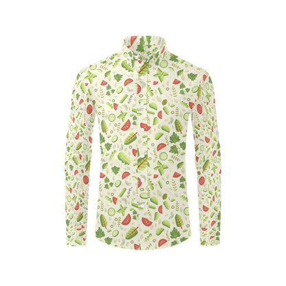 Salad Vegetable Print Design LKS302 Men's Long Sleeve Dress Shirt