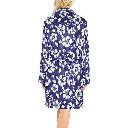 Hibiscus Pattern Print Design HB010 Women's Fleece Robe