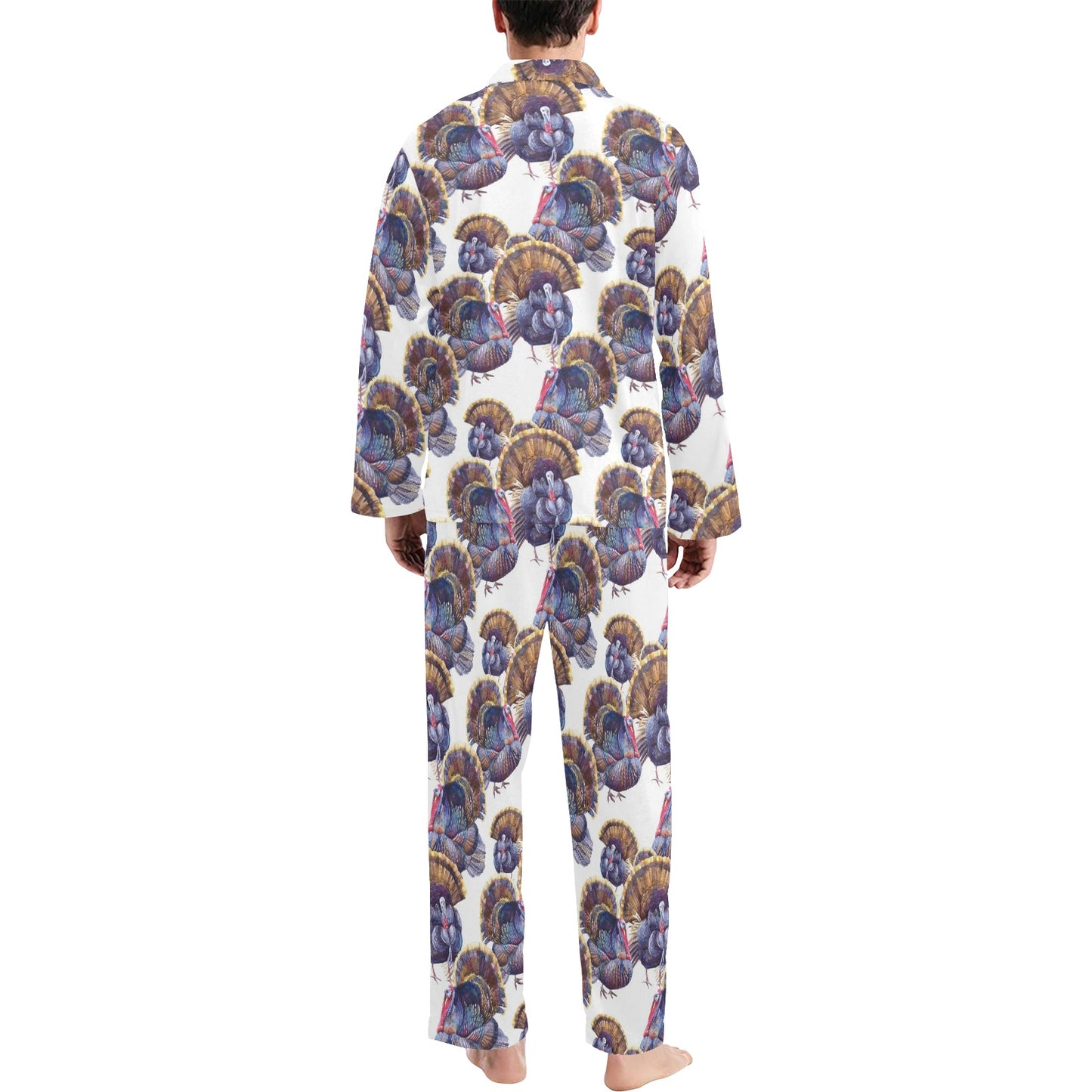 Turkey Pattern Print Design 01 Men's Long Pajama Set
