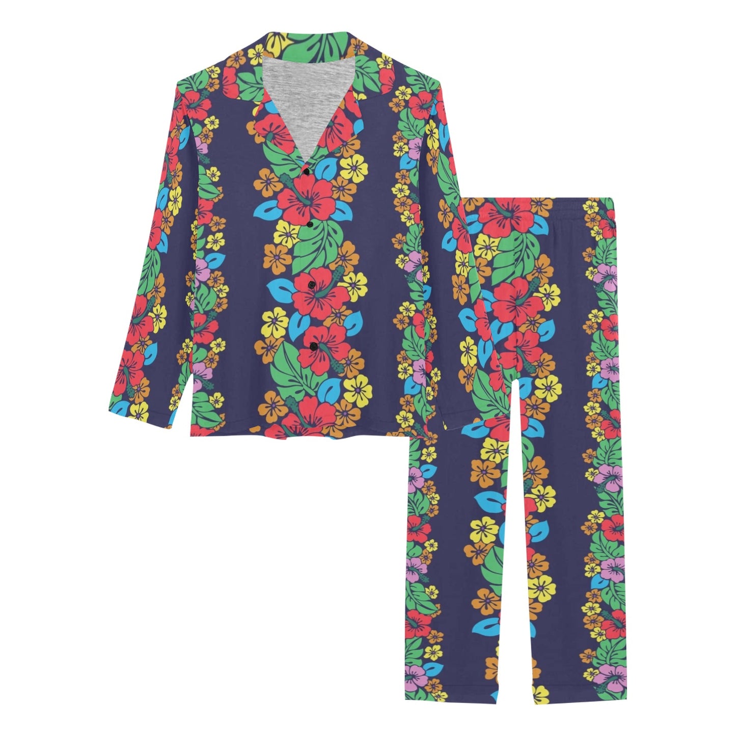 Hawaiian Themed Pattern Print Design H03 Women's Long Pajama Set