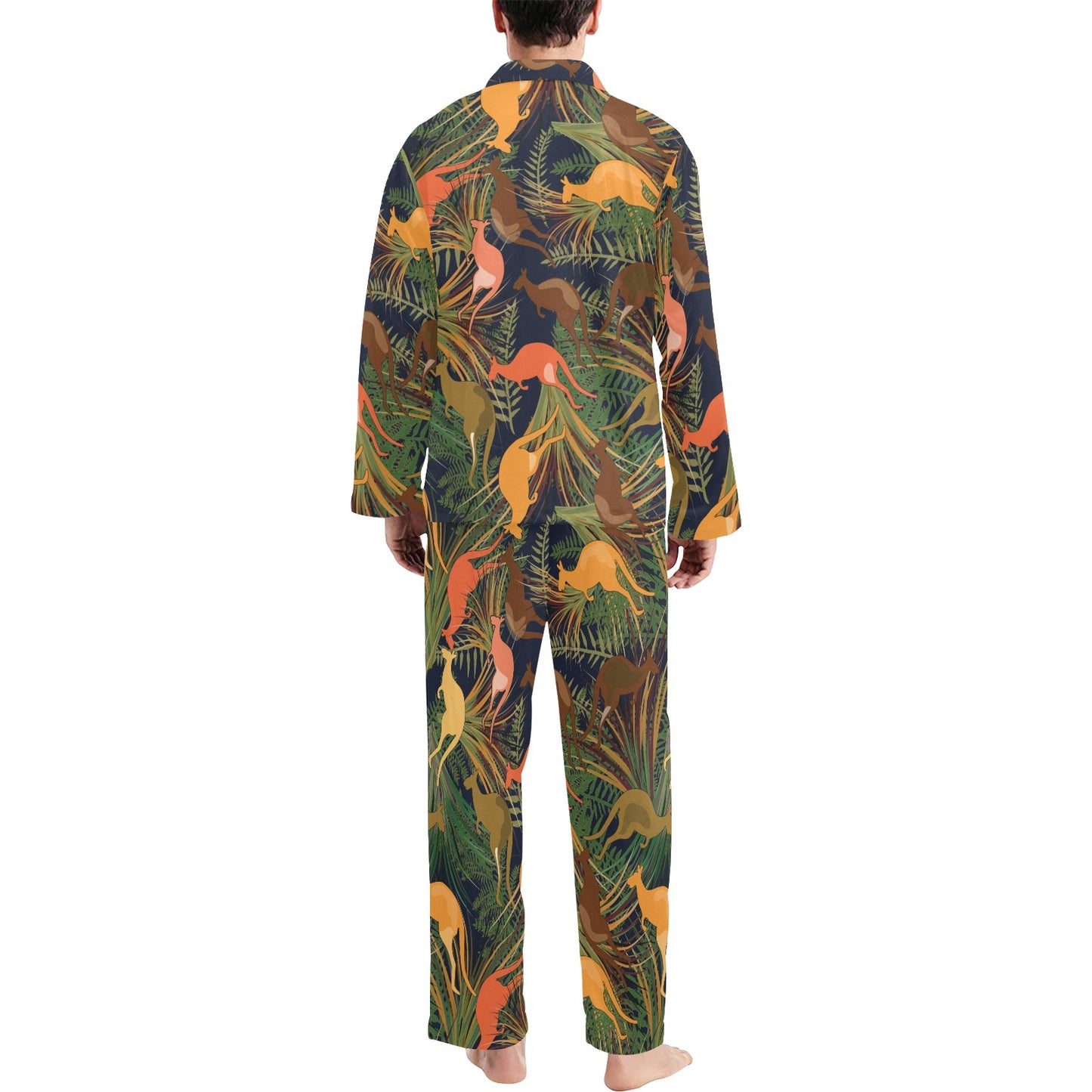 Kangaroos Pattern Print Design 07 Men's Long Pajama Set