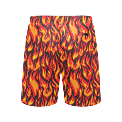 Flame Fire Print Pattern Men's Swim Trunks Beach Shorts
