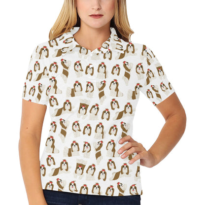 Shih Tzu Print Design LKS302 Women's Polo Shirt