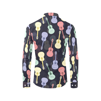 Acoustic Guitar Print Design LKS401 Men's Long Sleeve Dress Shirt