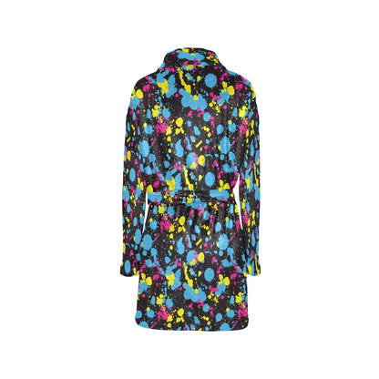 Splatter Colorful Print Design LKS301 Women's Fleece Robe
