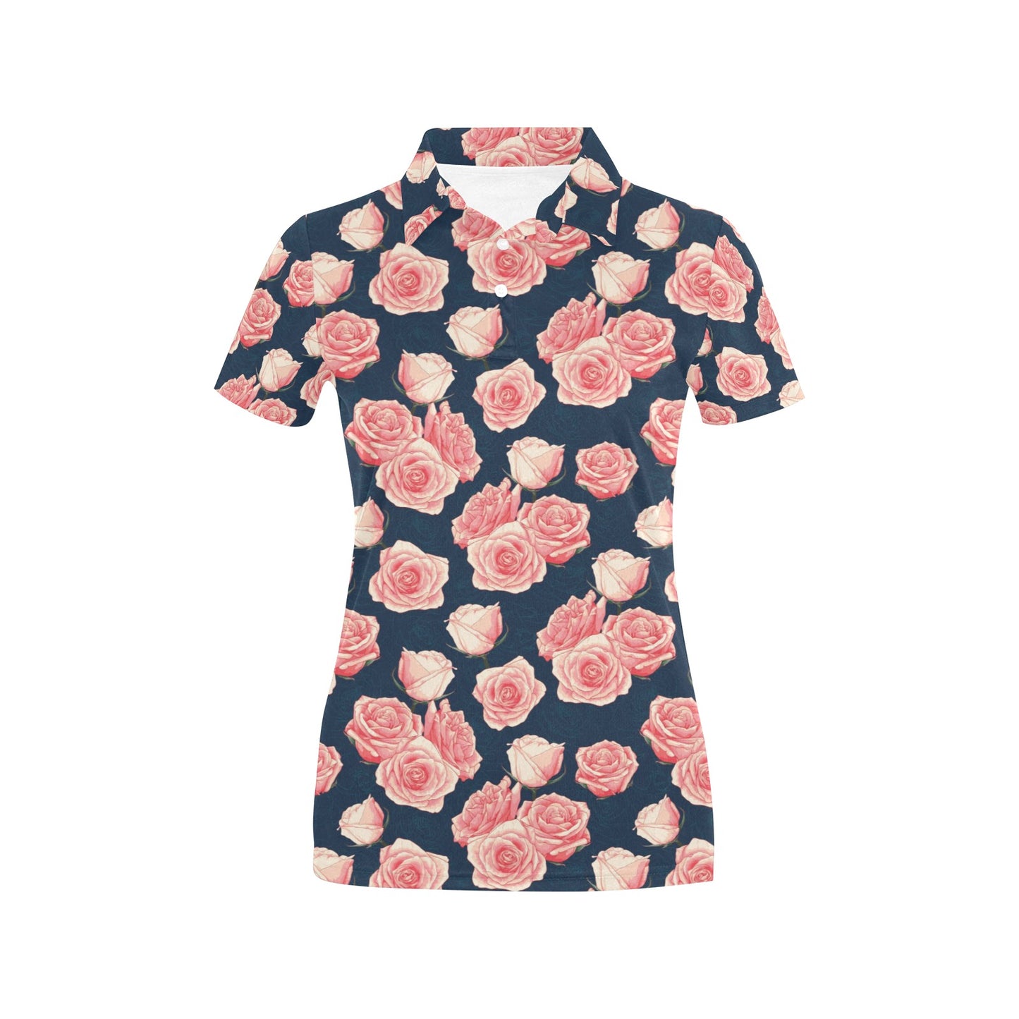Rose Pattern Print Design A03 Women's Polo Shirt