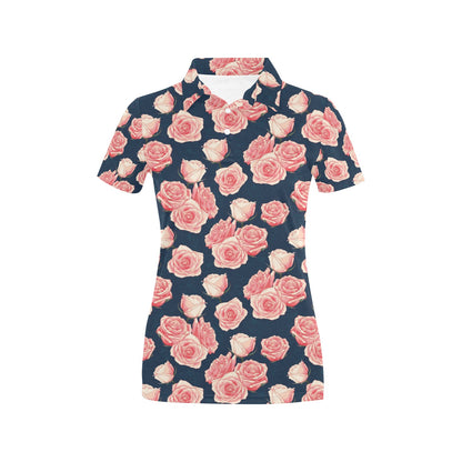 Rose Pattern Print Design A03 Women's Polo Shirt
