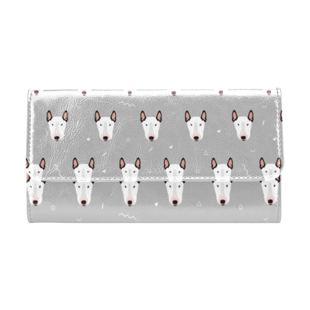 Bull Terrier Head Print Pattern Women's Trifold Wallet