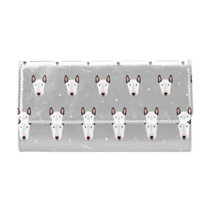 Bull Terrier Head Print Pattern Women's Trifold Wallet