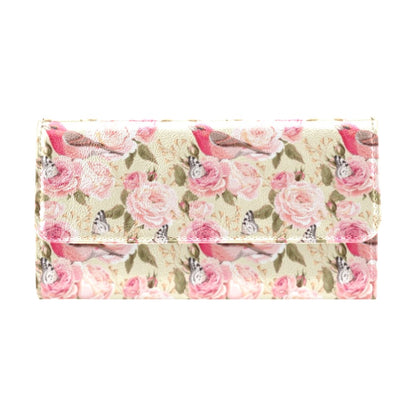 Bird Butterfly Pink Flower Print Pattern Women's Trifold Wallet