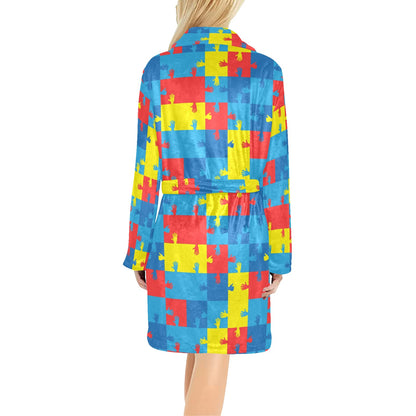 Autism Awareness Design Themed Print Women's Fleece Robe