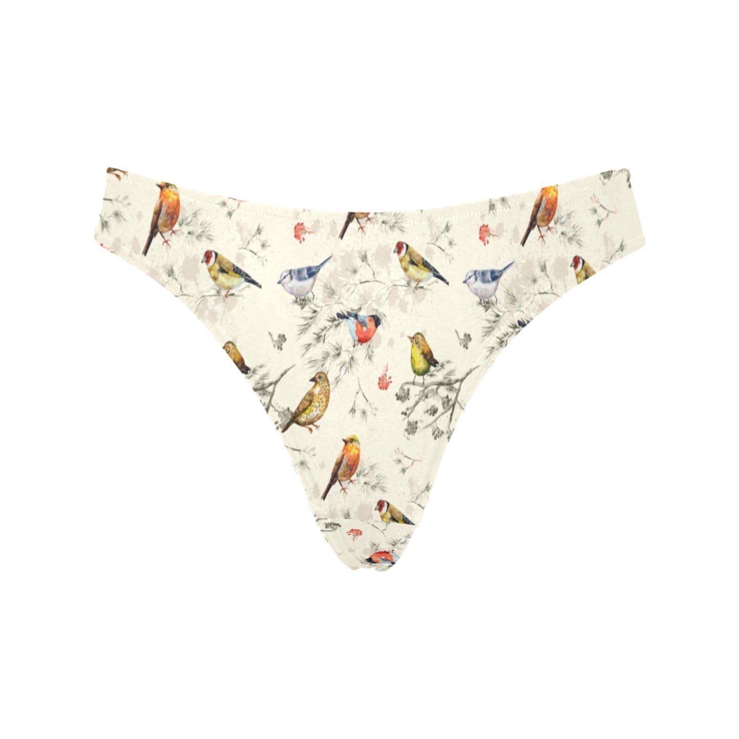 Bird Watercolor Design Pattern Women's Thongs