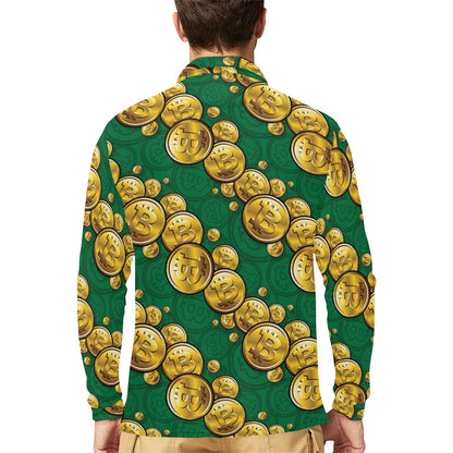 Bitcoin Pattern Print Design DO02 Long Sleeve Polo Shirt For Men's