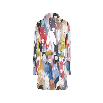 Colorful Horse Pattern Women's Fleece Robe