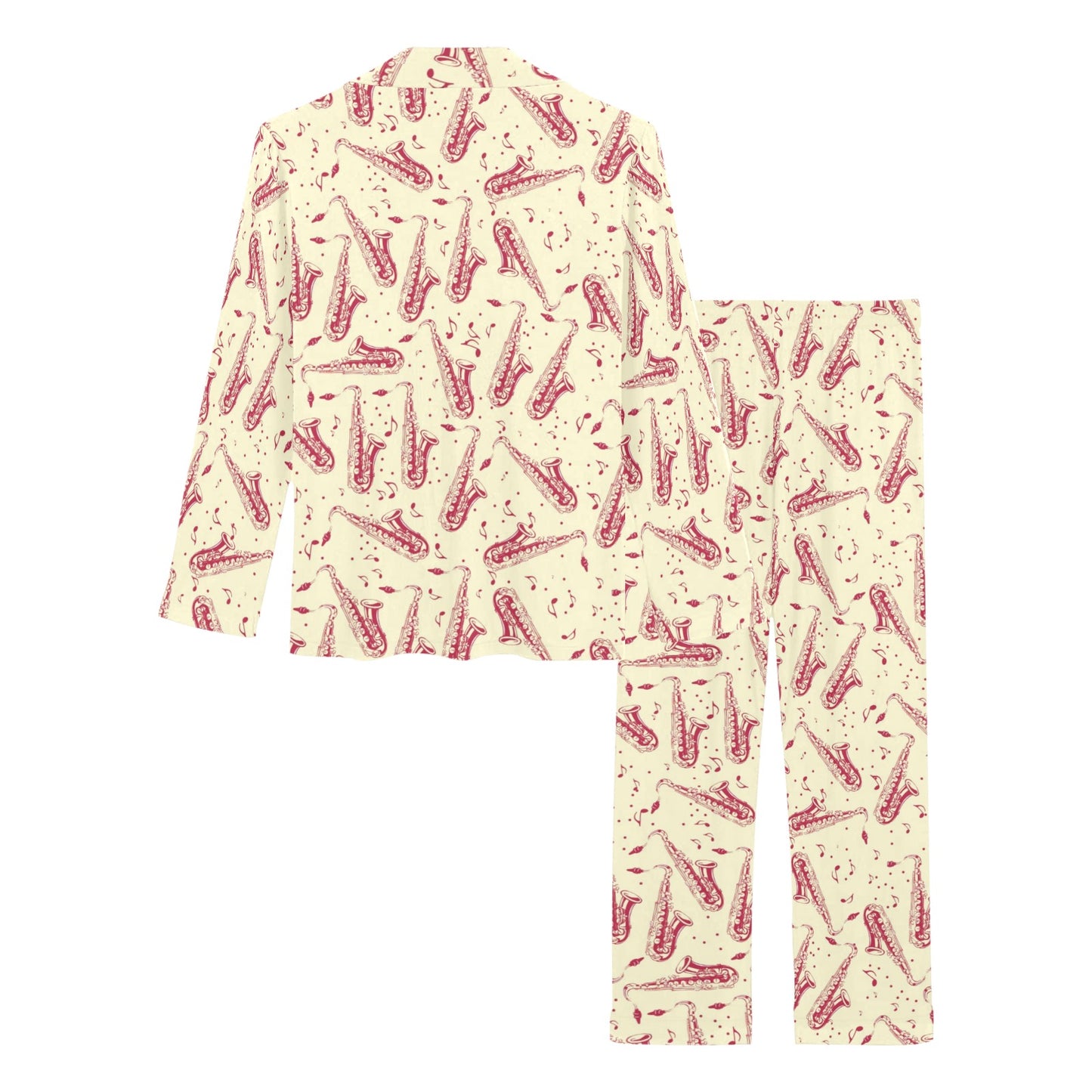 Saxophone Print Design LKS402 Women's Long Pajama Set