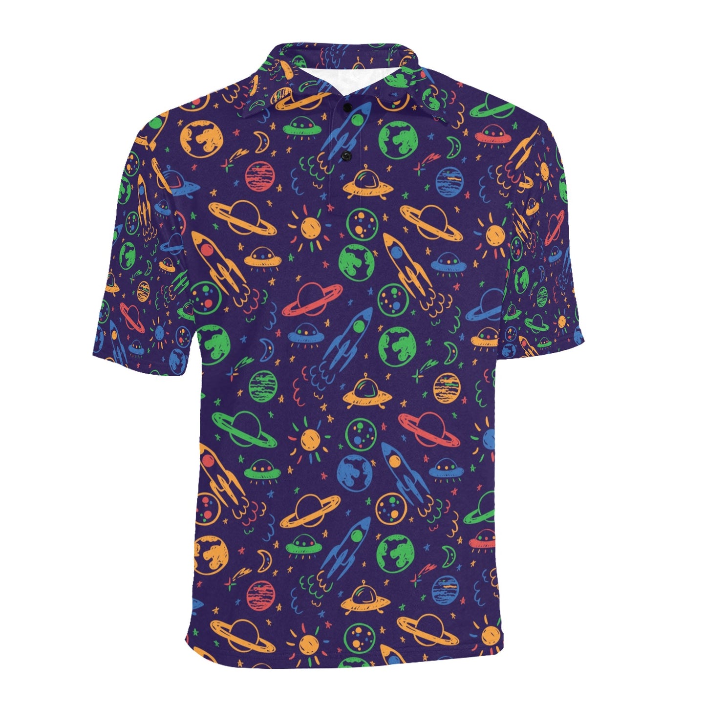 UFO Space Rocket Print Design LKS302 Men Polo Shirt