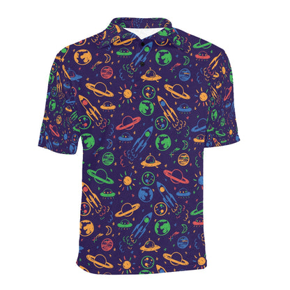 UFO Space Rocket Print Design LKS302 Men Polo Shirt