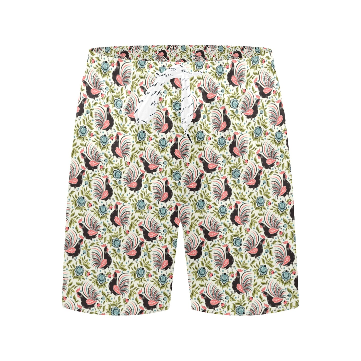 Rooster Print Design Men's Swim Trunks Beach Shorts