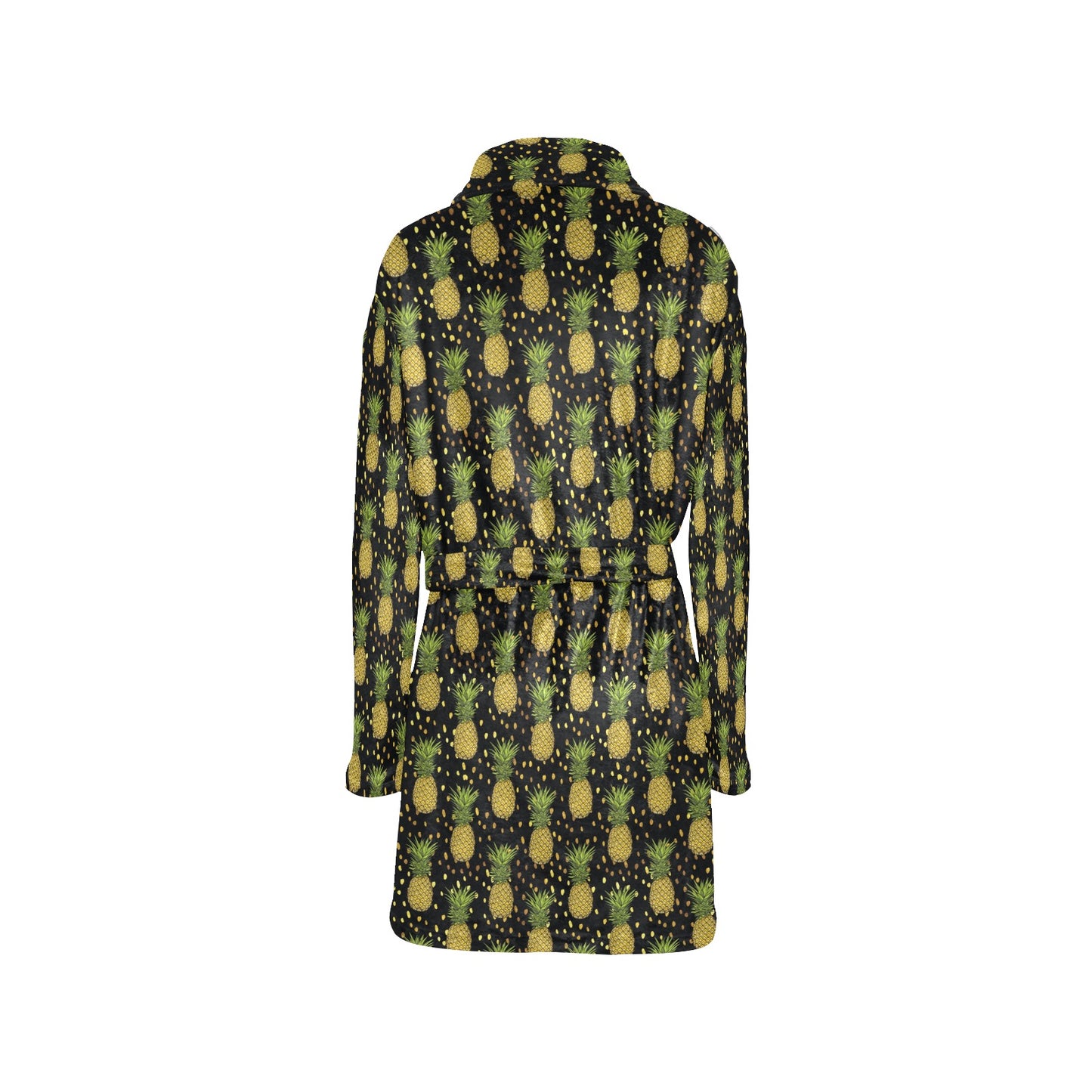 Pineapple Gold Dot Themed Print Women's Fleece Robe