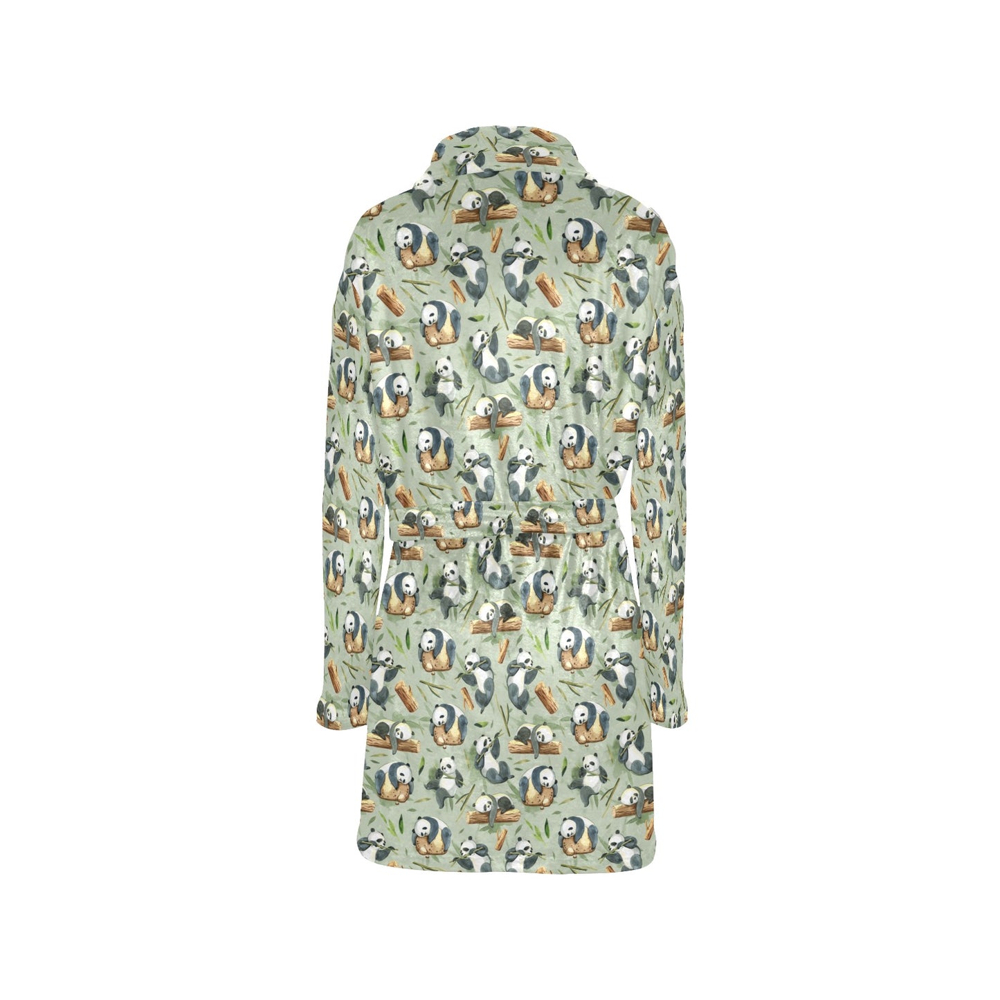 Panda Bear Design Bamboo Print Women's Fleece Robe