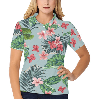 Plumeria Pattern Print Design PM027 Women's Polo Shirt