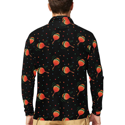 Maracas Pattern Print Design 03 Long Sleeve Polo Shirt For Men's