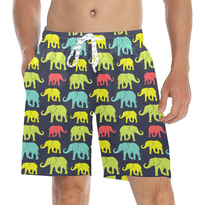 Elephant Neon Color Print Pattern Men's Swim Trunks Beach Shorts