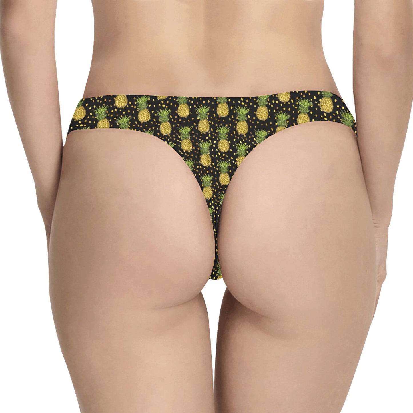 Pineapple Gold Dot Themed Print Women's Thongs