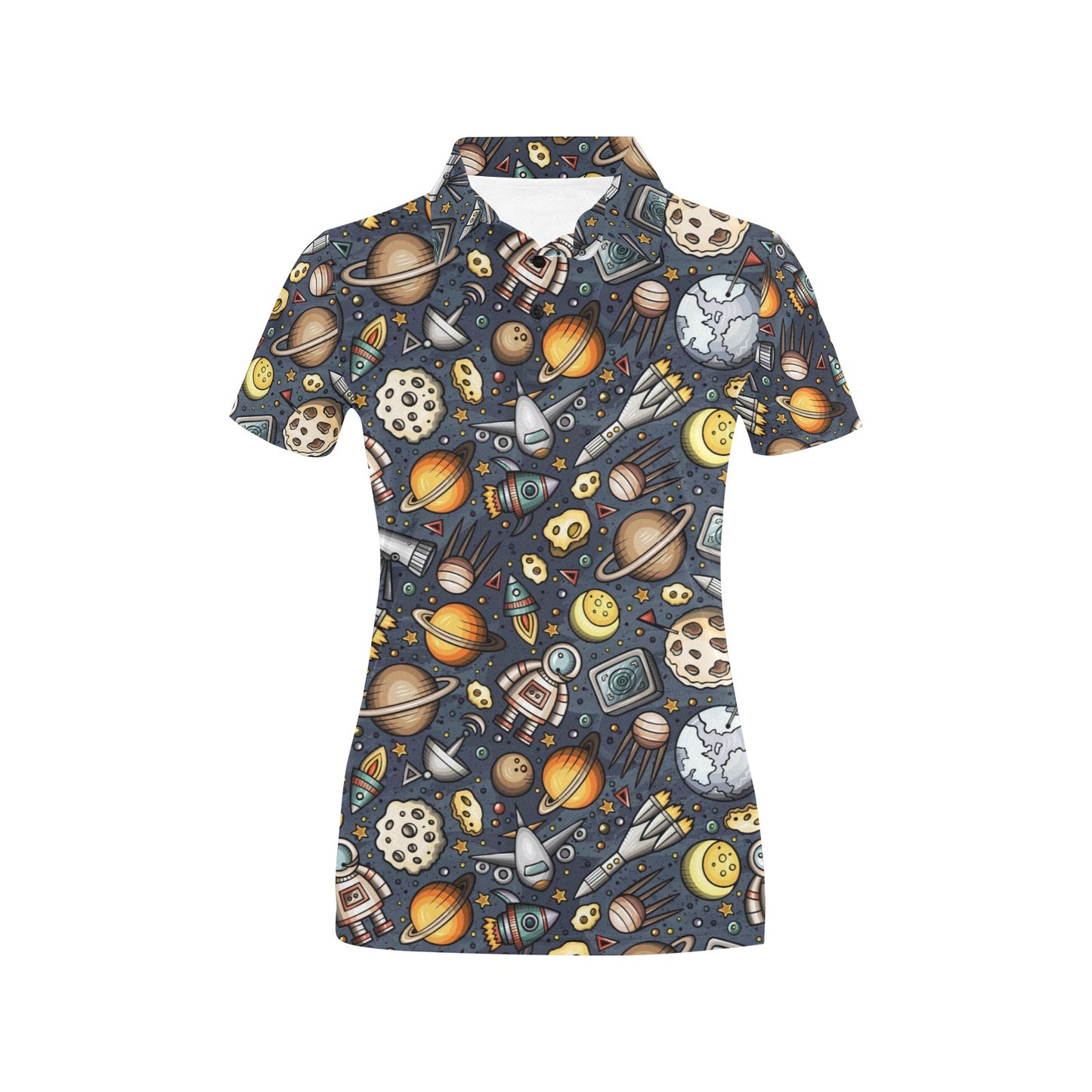 Space Pattern Print Women's Polo Shirt