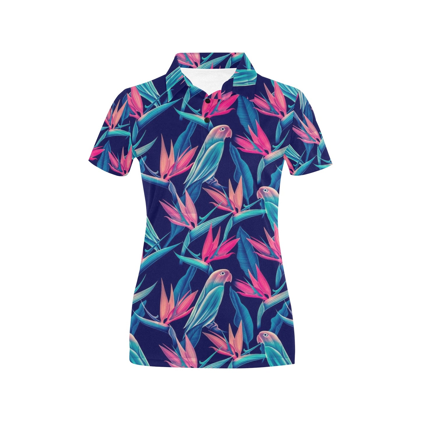 Tropical Flower Pattern Print Design TF024 Women's Polo Shirt
