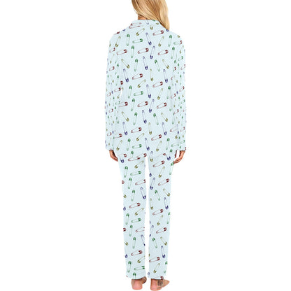 Safety Pin Print Design LKS303 Women's Long Pajama Set
