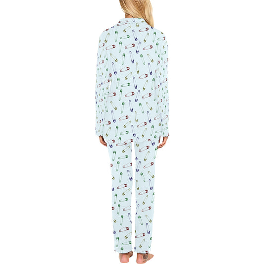 Safety Pin Print Design LKS303 Women's Long Pajama Set
